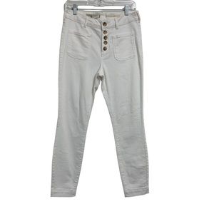 Anthropologie High-Rise White Button-Fly Jeans